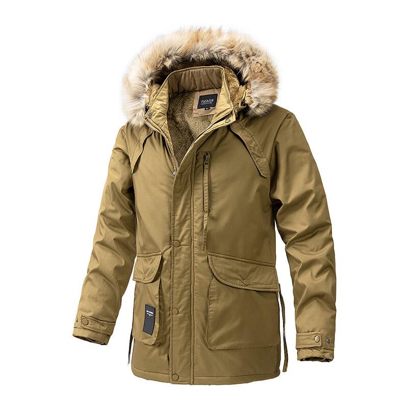 

Men s Mid-length Fleece-lined Padded Winter Coat L