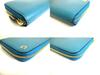 Authentic GUCCI Interlocking G Gold H/W Turquoise Blue Leather Round Zip Wallet #b271  Open box