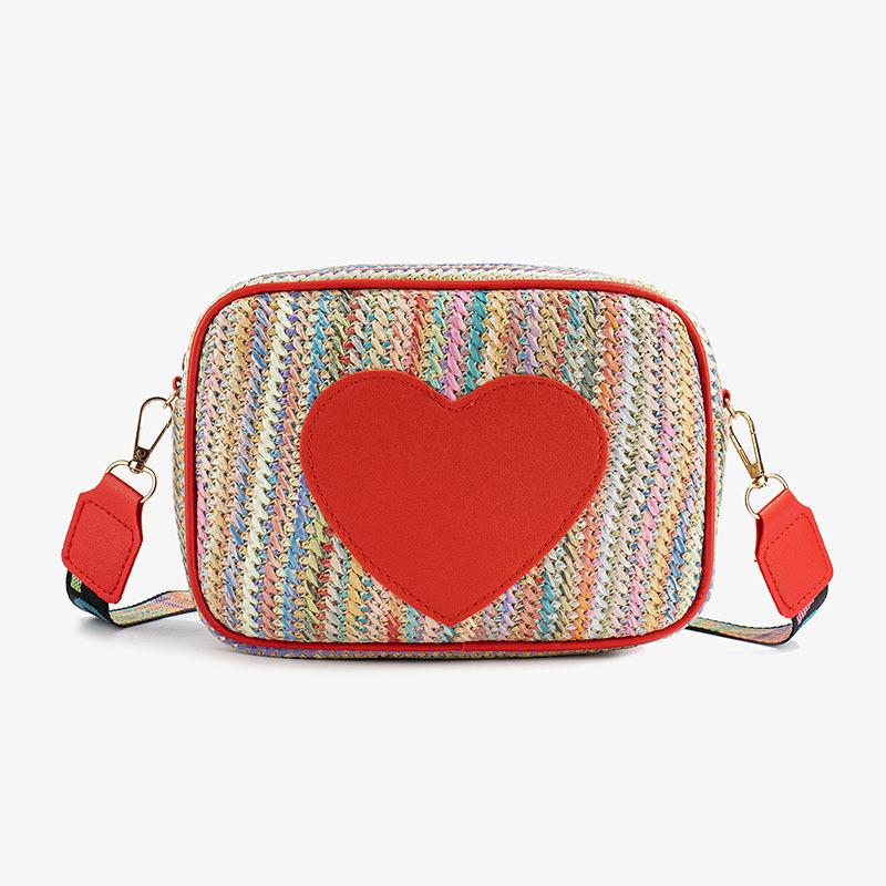 Dopamine Small Square Bag Personalized Color Woven Women's Bag Sweet Love Mobile Phone Bag Wide Shoulder Strap Crossbody Mobile Phone Bag Batch