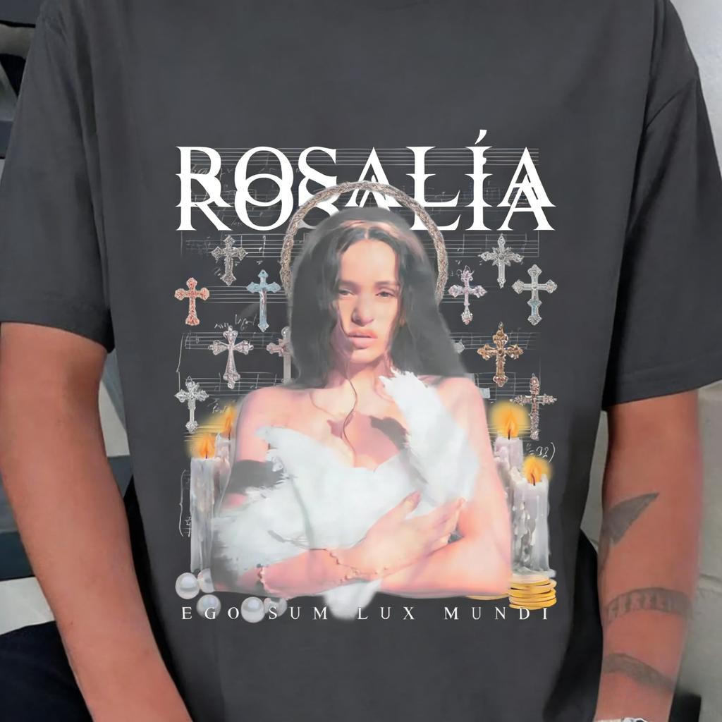 Rosalía Rosalia LUX album trasa 2026 grafika 100% Bawełna unisex koszulka Y2k Styl Hip hop Lato Męska Koszulka z krótkim rękawem prezent dla fana