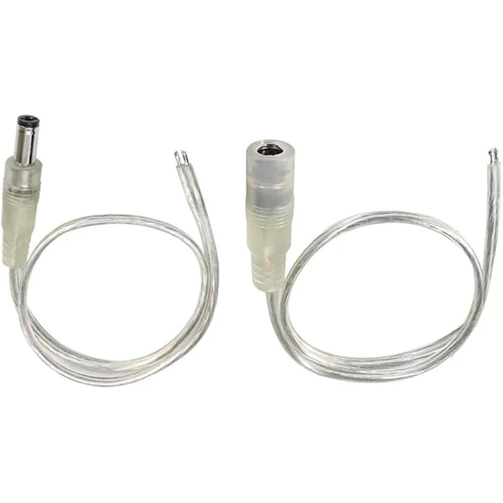 0.2/1m Transparent DC Male Female Pigtail Cable Jack 5.5x2.1mm 5A 20awg Power Adapter Connector Extension Cord(Dc Female 1pcs,1M)