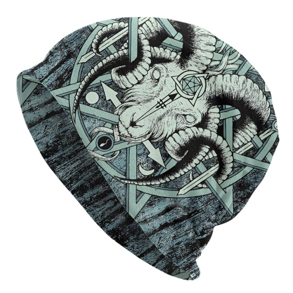 Custom The Sabbatic Goat Baphomet Satanic Occult Pentagram Bonnet Hat Knit Hats Cool Unisex Adult Hot Warm Winter Beanies Cap