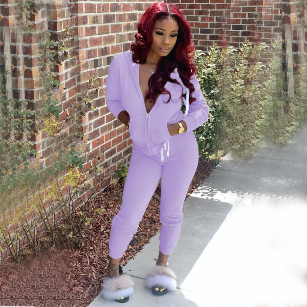 2024 Autumn Hot-Selling Women's Solid Color Hoodie Sweatshirt Sportswear Two-Piece Set