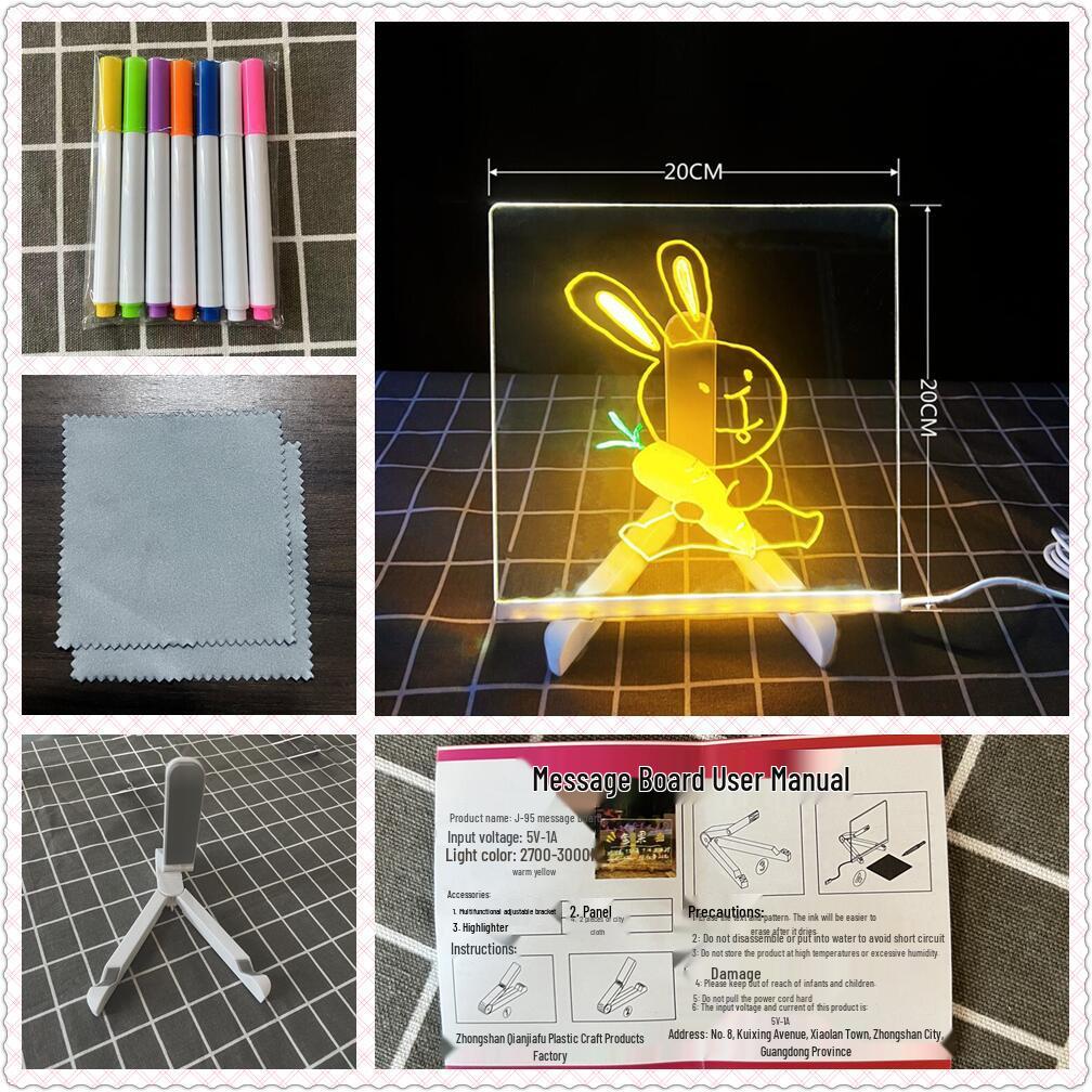 Children's Light-Up Drawing Board with DIY Pack, Transparent Coloring Surface, Small Erasable Blackboard for Graffiti.