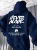 Men's Casual Hooded Sweatshirt with Pockets, Loose Long-sleeved Pullover, Letter-print Design for Autumn and Winter Street Style