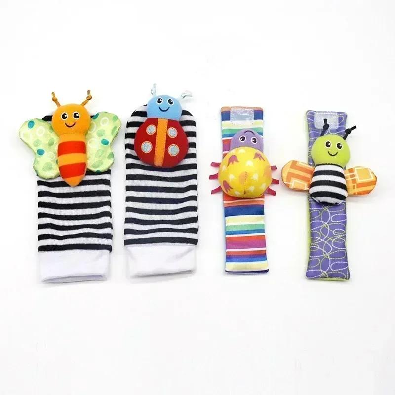 Non-Toxic 0-12 Months Baby Toy Baby Rattles Toys Animal Socks Wrist Strap +Rattle Kids Foot Socks Bug Wrist Strap Baby Socks Pacifier Toys