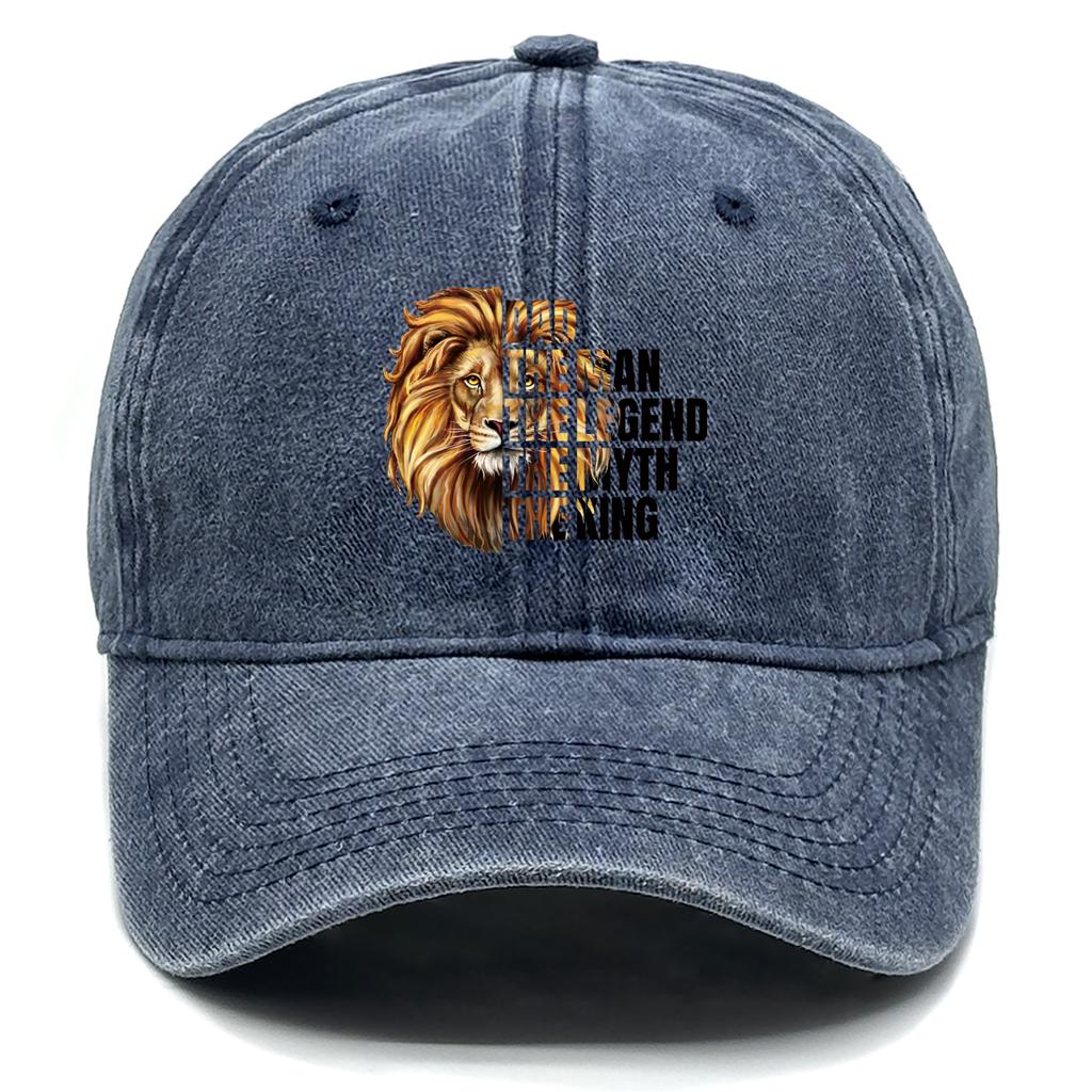 DAD Man Lion Print Adjustable Baseball Cap Cotton Dad Hat Washed Retro Solid Color Snapback Baseball Hat One Size Fits All