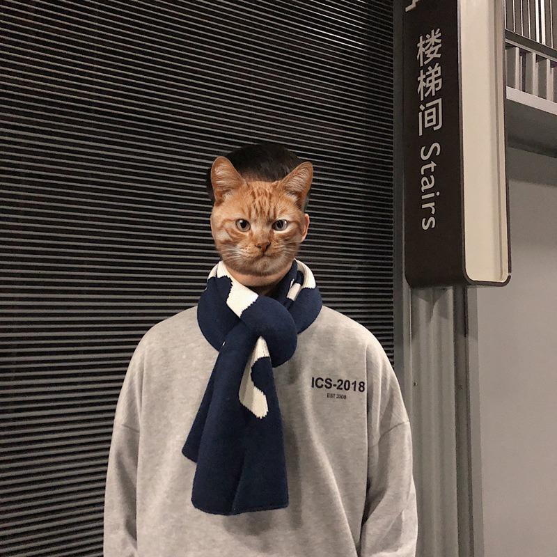 

Рождественский шарф мужской тренд студенческий шерстяной утолщенный для сохранения тепла, новый подарок для парня, парный шарф с надписью 135-175CM чёрный