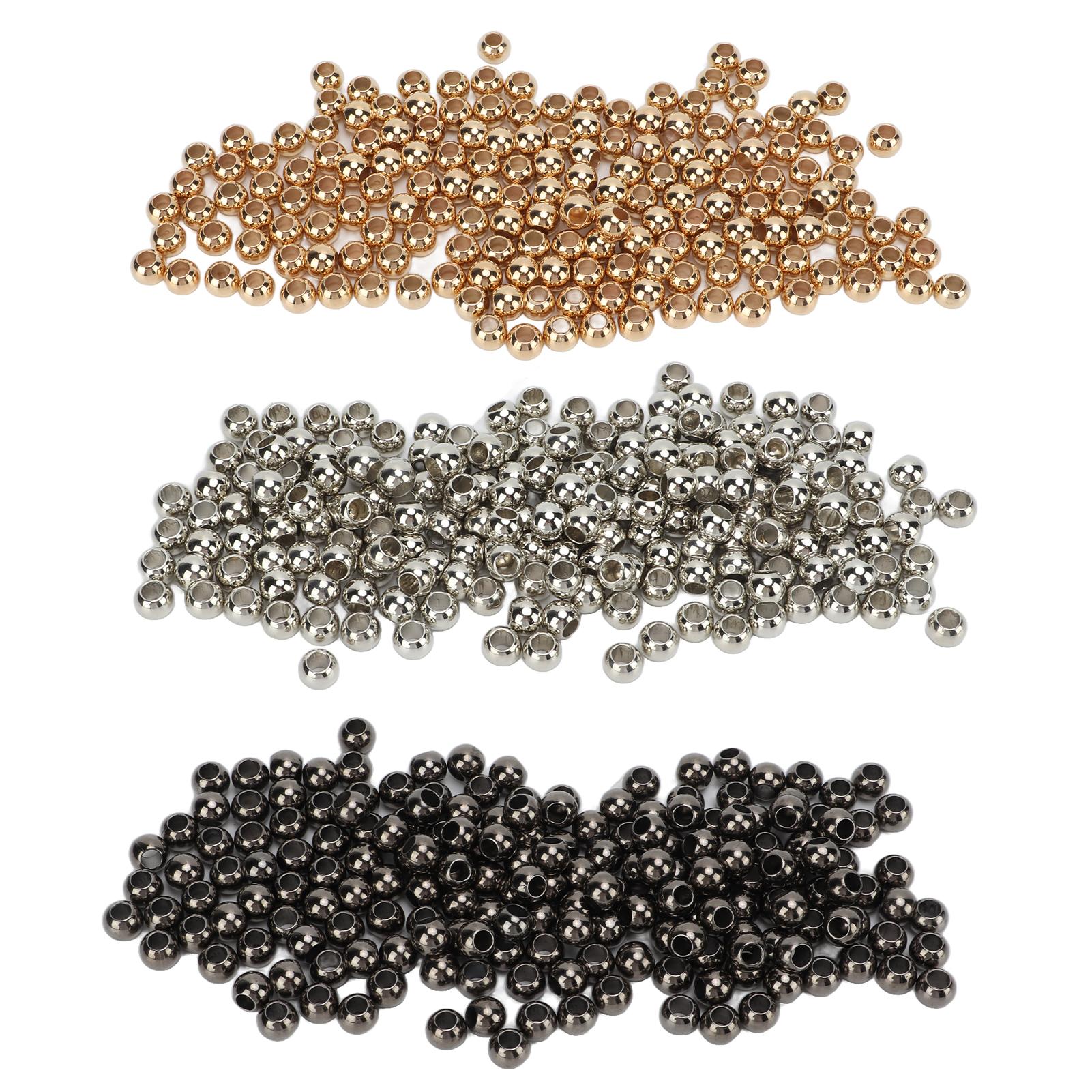 

200 Pcs Spacer Beads Large Hole Round 5mm/0.2in Aperture 10mm/0.4in Jewelry Resin Spacers for Bracel 10mm Gold