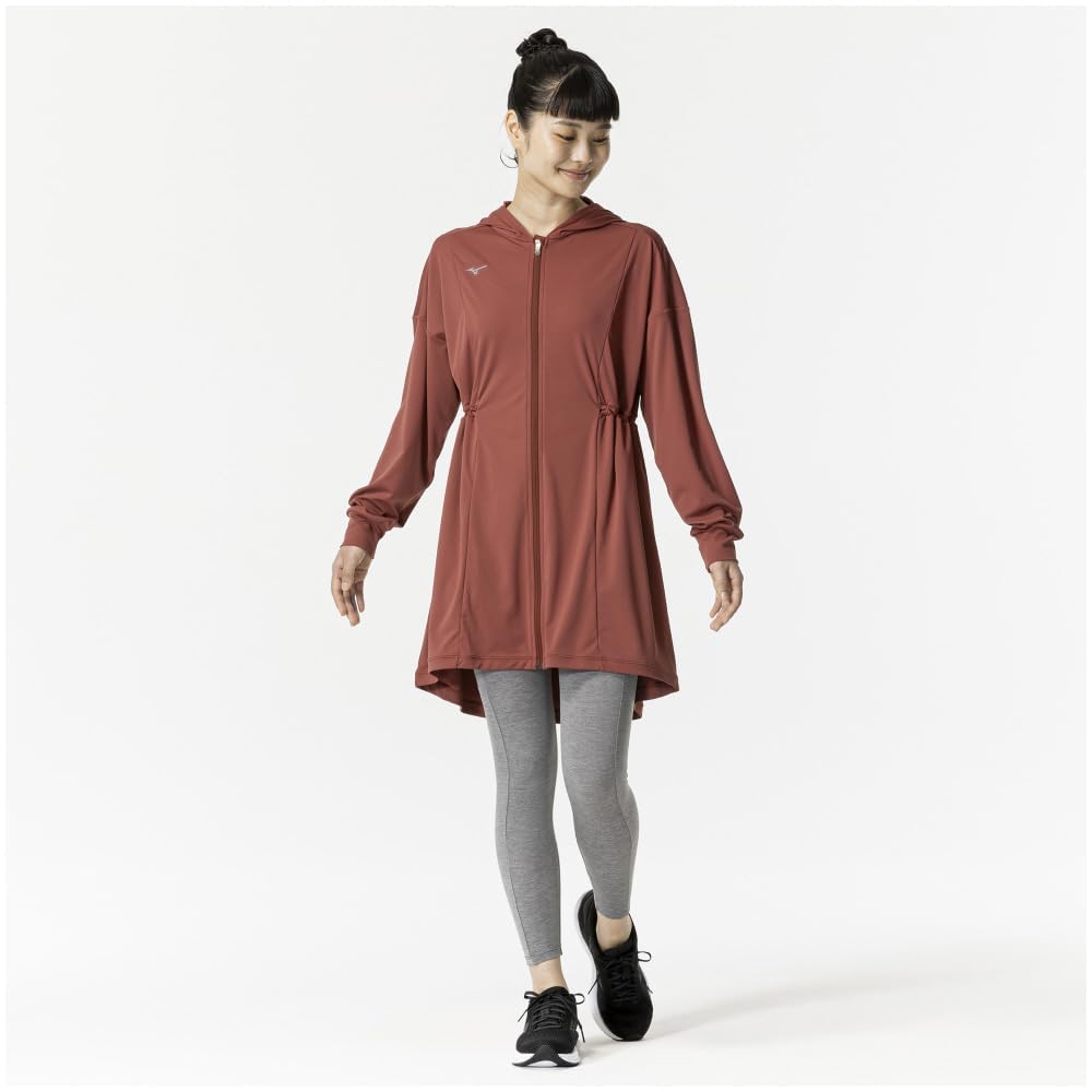 Mizuno Stretch Smooth Training Hoodie with UV Marsala Wine Women's Protection, 32MCB870,