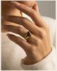 18K Gold Plated Stainless Steel Natural Stone Ring Tiger Eye Green Aventurine Band Waterproof Healing Crystal Energy Jewelry