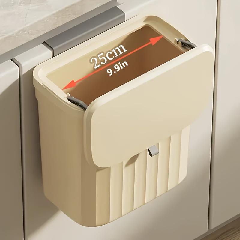 1pc Large Capacity Wall-Mounted Trash Can - Easy-Install, Space-Saving Design for Kitchen & Bathroom -Plastic, Open-Top Waste Bin with Back Hook