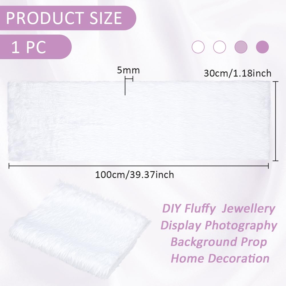 BENECREAT Fluffy Plain Shaggy Faux Fur Fabric White Soft Artificial Faux Fur Fabric 100 x 30cm Craft Processing Fabric Plush Toy Fabric Craft Photo