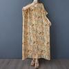 Women's Vintage Long Dress with Cotton and Linen Patterns