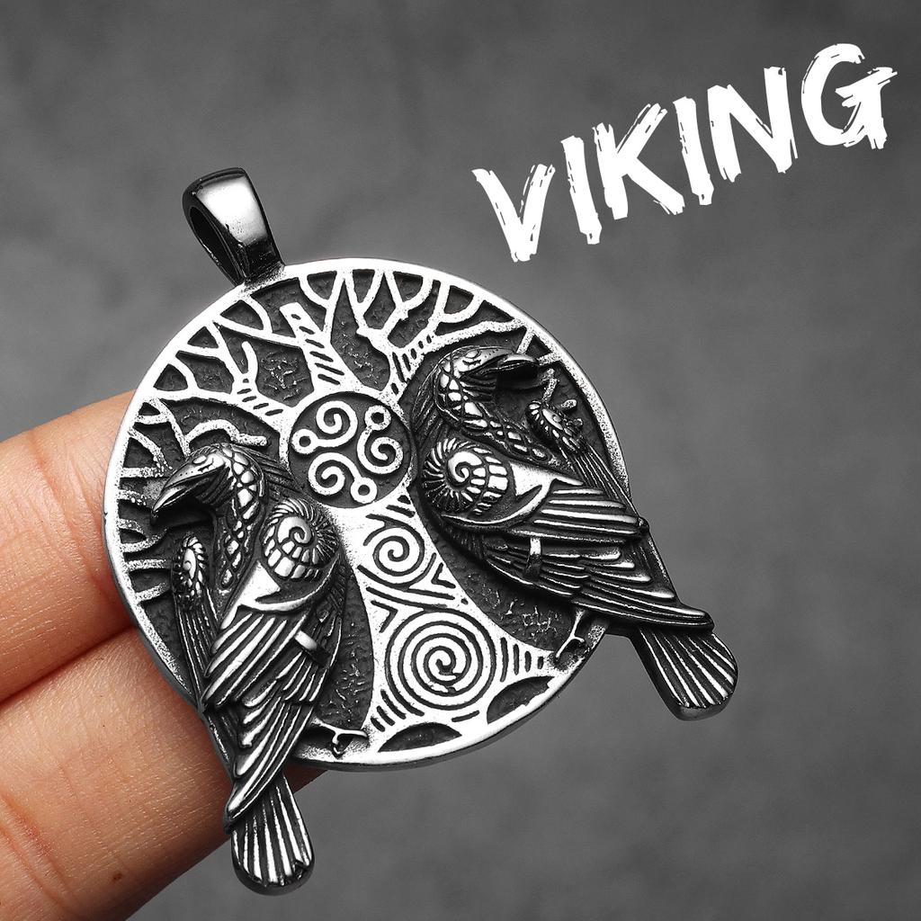 Viking Tree Raven Men Necklaces Stainless Steel Pendant Chain Women Punk Fashion Jewelry New in Accessories Gifts