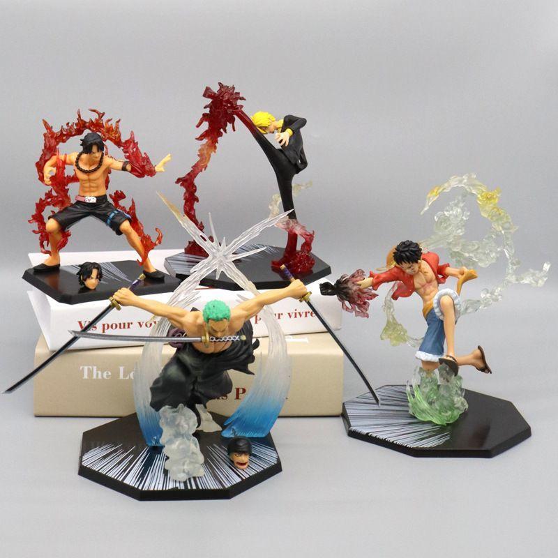 New One Piece Anime Figure Fire Fist Luffy Ace Sanji Battle Model Dolls PVC sabo Action Figurine Zoro Ghost Three-Knife Toys