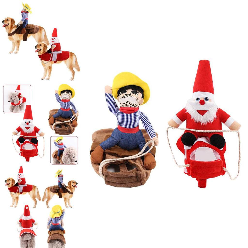 Rider Dog Christmas Costume Knight Style With Doll And Hat Pet Dressing Suit