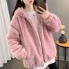 2025 Winter Women's Hooded Faux Fur Coat - Mid-Length, Loose, Thickened Imitation Rabbit & Lambswool