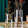 Support de bougie en verre transparent Vase cylindrique en verre Porte-bougie Créez un décor unique pour la décoration de la chambre à coucher, du bureau
