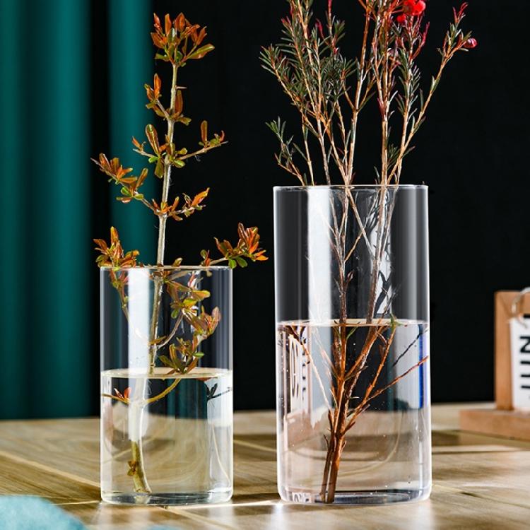 Support de bougie en verre transparent Vase cylindrique en verre Porte-bougie Créez un décor unique pour la décoration de la chambre à coucher, du bureau