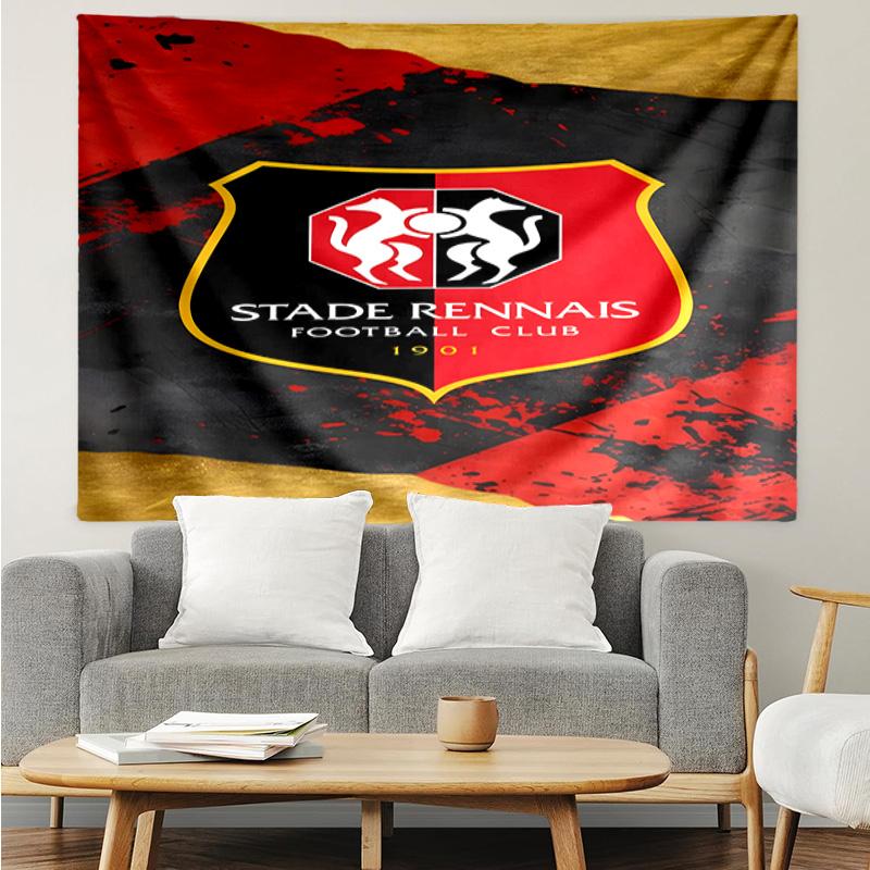 Rennes Football Club Crest Tapestry, Unique Design Tapestry, Suitable for Bedroom,Livingroom, Playroom,Heartwarming Fan Holiday Gifts