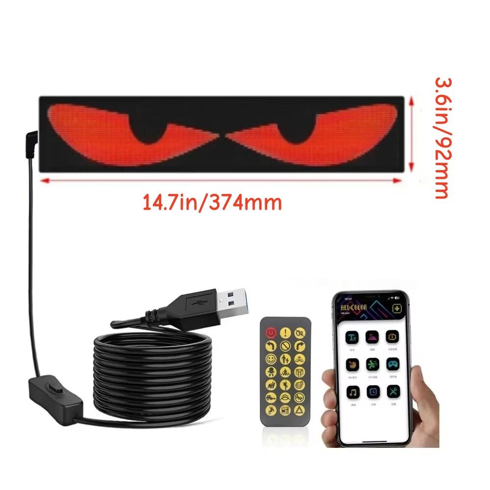Car Truck Devil's Eye Signs Light Multilingual Car LED Matrix Pixel Panel Scrolling Advertising 5V USB Smart App Remote Control