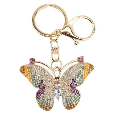 Butterfly Keychain Sparkling Rhinestones Cute Colorful Zinc Alloy Butterfly Key Ring for Handbags