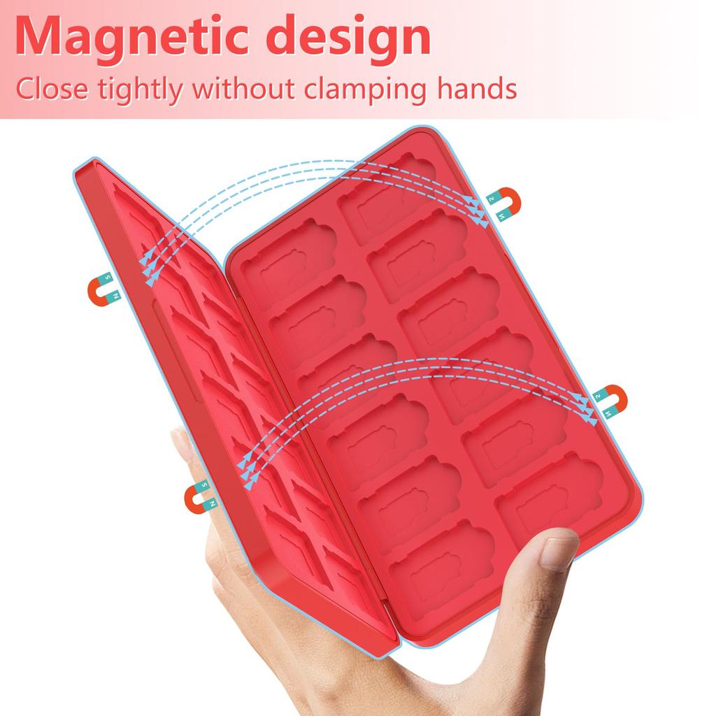 GeeRic Game Card Storage Soft Case for Switch and Switch Holds 24 Micro SD and 24-Piece Box, Switch, Lite, OLED, Cards, Compact, Slim, Lightweight,