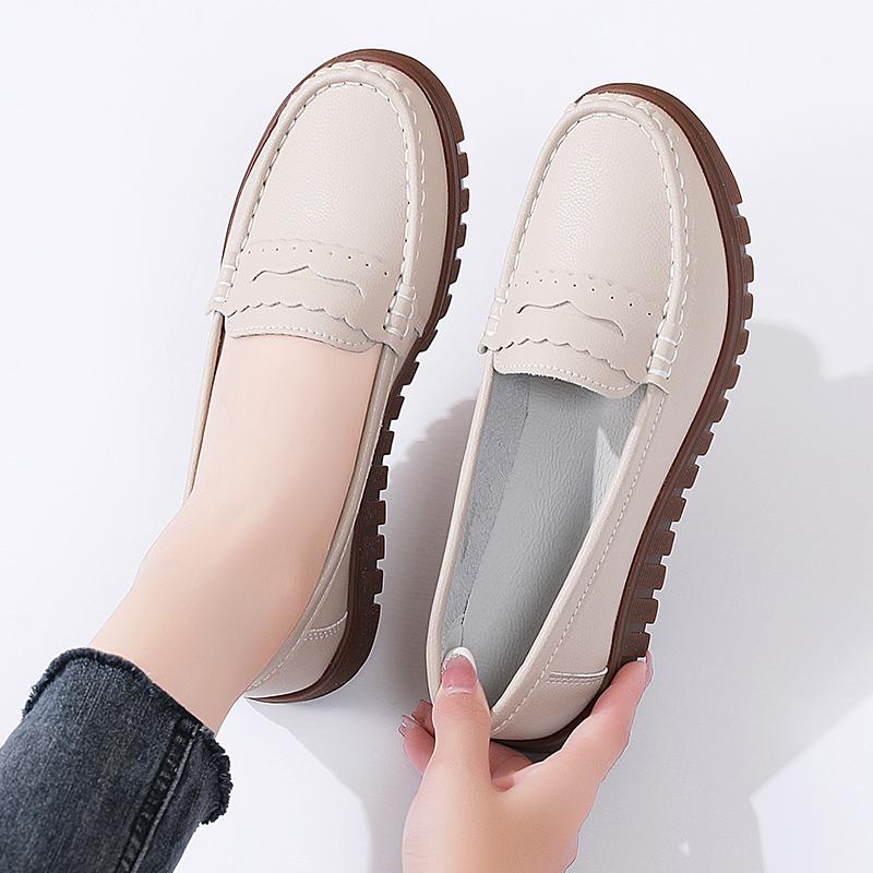 Weiche Mokassins für Damen zum Hineinschlüpfen, lässig, elegant, für den Sommer, atmungsaktives Leder, schwarze Mokassin-Schuhe