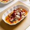 Heat-resistant Ruffled Edge Serving Plate Rectangular Meal Plate Artistic Steamed Fish Plate  Soup