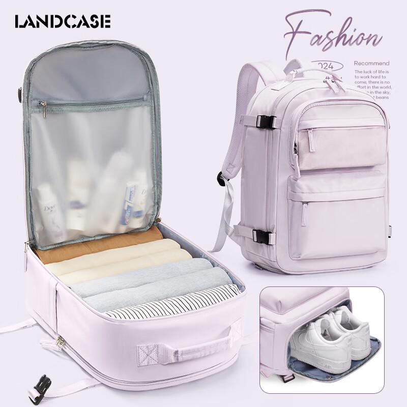 Landcase Luggage Backpack, Travel Bag, Large Capacity, Shoulder Bag, Pink-Purple