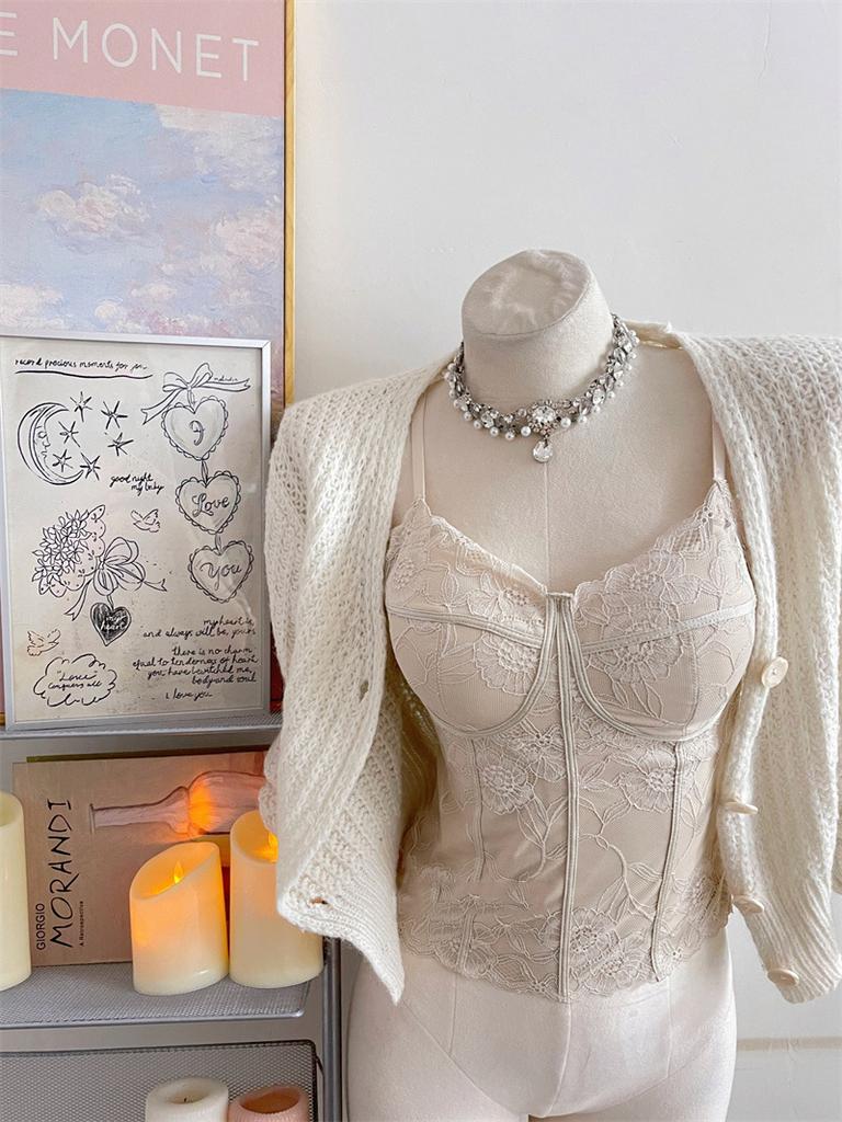 Women's Fleece Lined Lace Camisole Corset Top Built In Padded Bra Slim Spaghetti Strap Warm Fall Tank Top