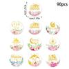 90 Counts Eid Mubarak Wrapping Sticker 40mm Round Wrapping Label for Laptops Phone Case Seal Envelope Card Decoration