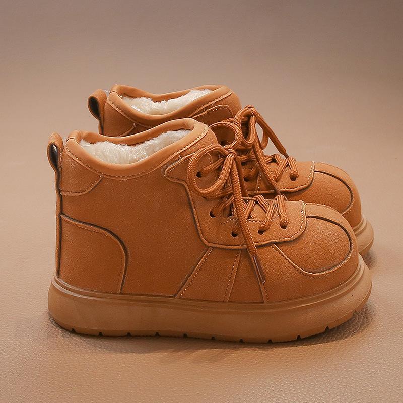 

Winter new velvet boys and girls winter shoes warm large cotton shoes thickened size 26, inner length 16.1cm коричневый