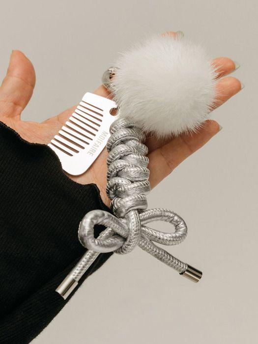 MOIFAIRE MINK ROPE KEYRING / SILVER