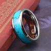 Fashion 8mm Men Stainless Steel Rings Inlay Blue turquoise Rings For Men Women Wedding Engagement Band Jewelry Gift