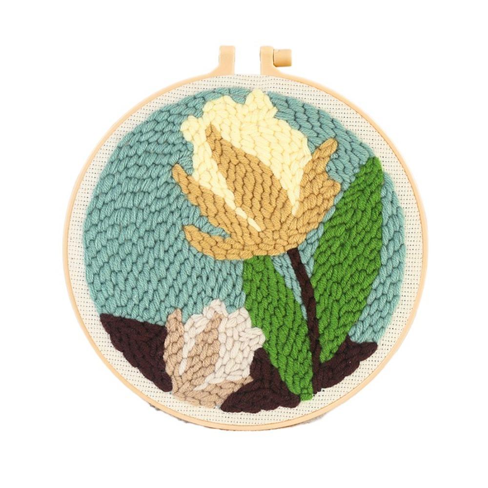 Flower Pattern Punch Needle Set Needlework Poke Needle Embroidery Kit  Educational Toys