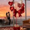 Bow Balloon and Red Heart Balloon Set Transparent Bobo Balloon for Valentine's Day Proposal Wedding Romantic Birthday Decor