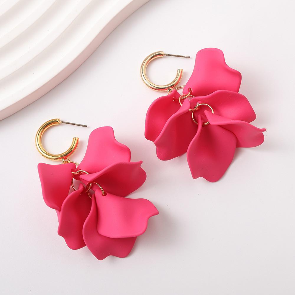 Pinkdudu Fashion Rose Flower Petal Drop Earrings Resin Gradient Color Flower Earrings Women Jewelry PD2385