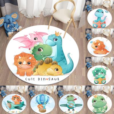 Alfombra de Piso Redonda de Dinosaurio de Dibujos Animados Alfombra para Sala de Estar Cocina Dormitorio Decoración de Habitación Infantil Decoración del Hogar