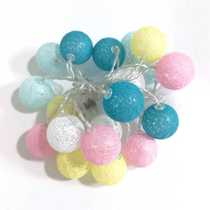 

20 светодиодных гирлянд из хлопковых шариков, гирлянда, сказочные уличные фонари, рождественские украшения для дома, улицы, свадьбы, сада, патио colored