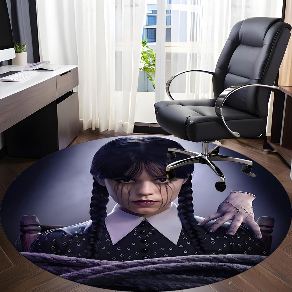 1PC Wednesday Office Round Rug, Non-slip, Soft and Durable Office Rug for Interior Decoration, Perfect for Office, Beautiful Decoration