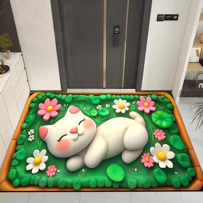 3D Cartoon Schattige Kat Vloerkleed Tapijt voor Woonkamer Kinderkamer Mat Sofa Deurmat Vloerkleed Woondecoratie Antislip Zachte Mat Cadeau