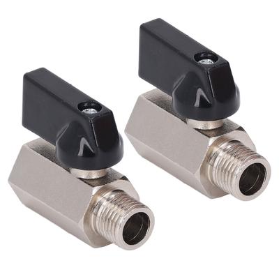 2 Pcs Brass Mini Ball Valve Small DN8 G14 Male Female Thread Electroplated Sandblasting