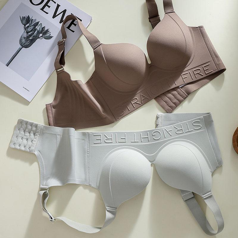 Women's Seamless Tank Top Bra Comfortable Push-Up Bra with Side Gathering Plus Size Bra