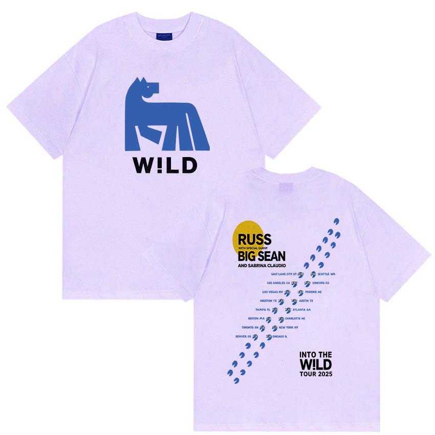 Russ Into The Wild Tour 2025 T-Shirt Herren Damen Vintage Hohe Qualität Mode T-Shirts Lässig Übergroß Baumwoll-T-shirt Streetwear
