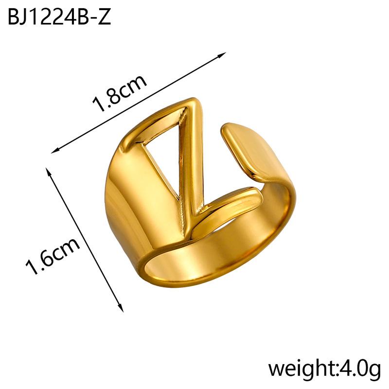 CARLIDANA Designer Initial Letters Alphabet Waterproof Gold Plated Non Tarnish Stainless Steel Fashion Jewelry Rings for Women