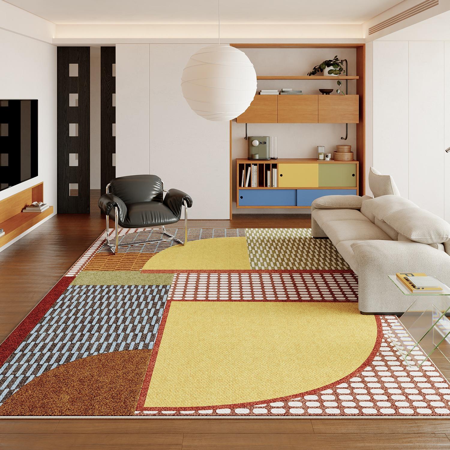 

Modern Light Luxury Creative Living Room Carpet Dopamine Abstract Color Bedroom Rugs Home Decoration Sofa Coffee Table Floor Mat 50x80cm