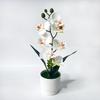 With White Pot Artificial Orchid Potted Flower Pink Artificial Faux Plants  Indoor Decoration