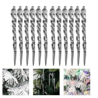 Pack of 12pcs Clear Ice Strip Pendant Ornaments Elegant Winter Wonderland Decorations for Festive Home Party Decor
